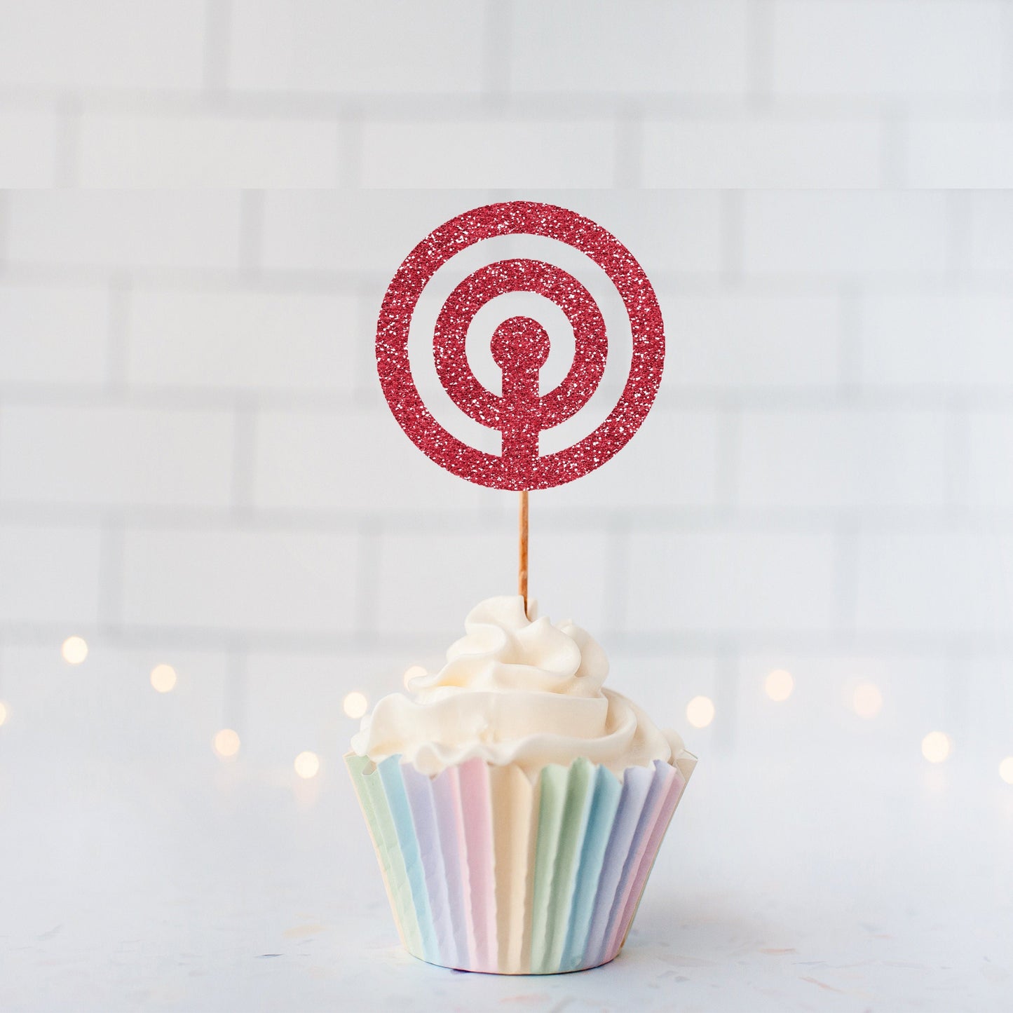 READY TO SHIP Glitter Target Cupcake toppers