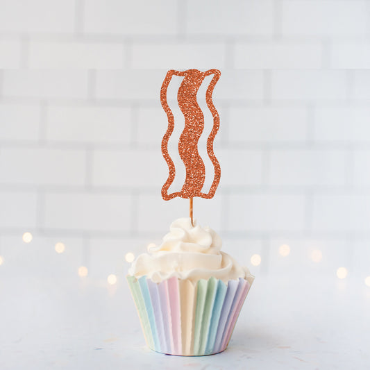 Glitter Bacon Cupcake toppers