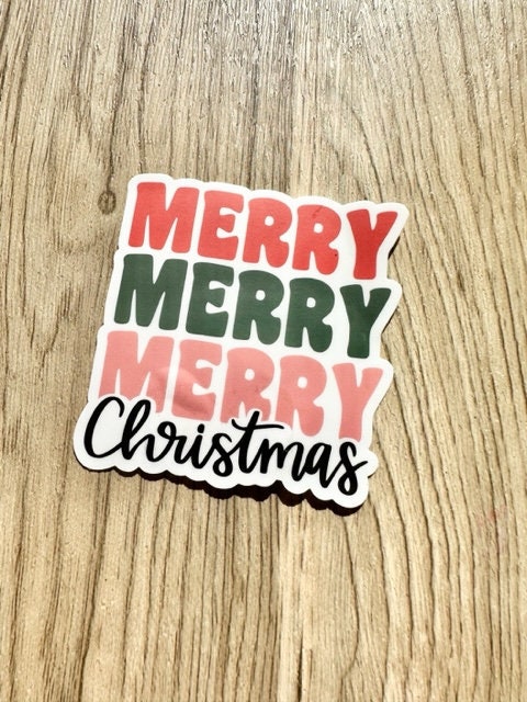 Merry Merry Christmas Vinyl Sticker/ Christmas Sticker / Journal Sticker / Water Bottle Sticker/ Holiday Sticker / Winter Sticker/ Christmas