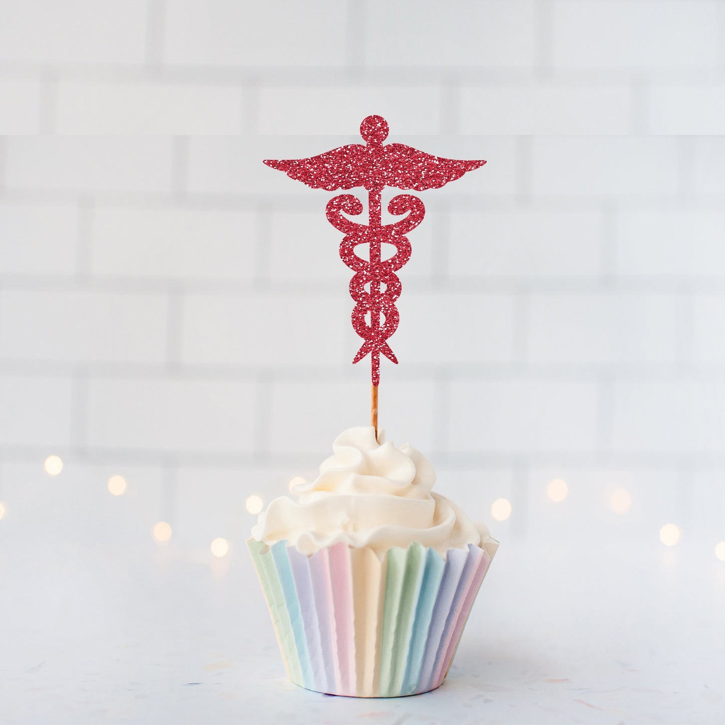 Glitter Doctor Symbol Cupcake Toppers