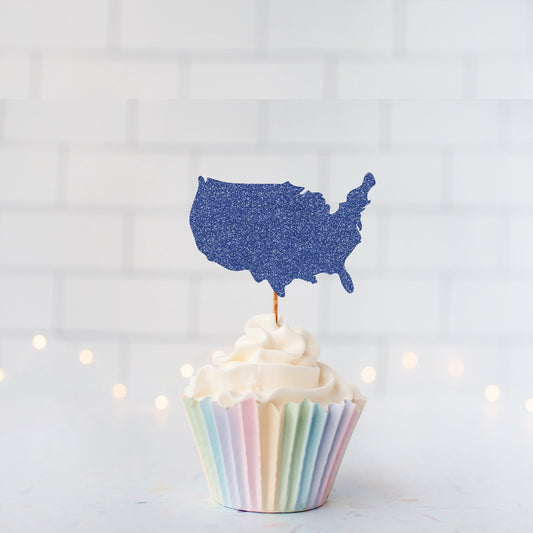 Glitter USA Cupcake Toppers