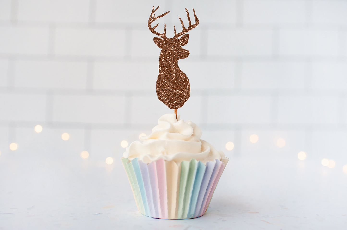 Glitter Deer Head Cupcake toppers