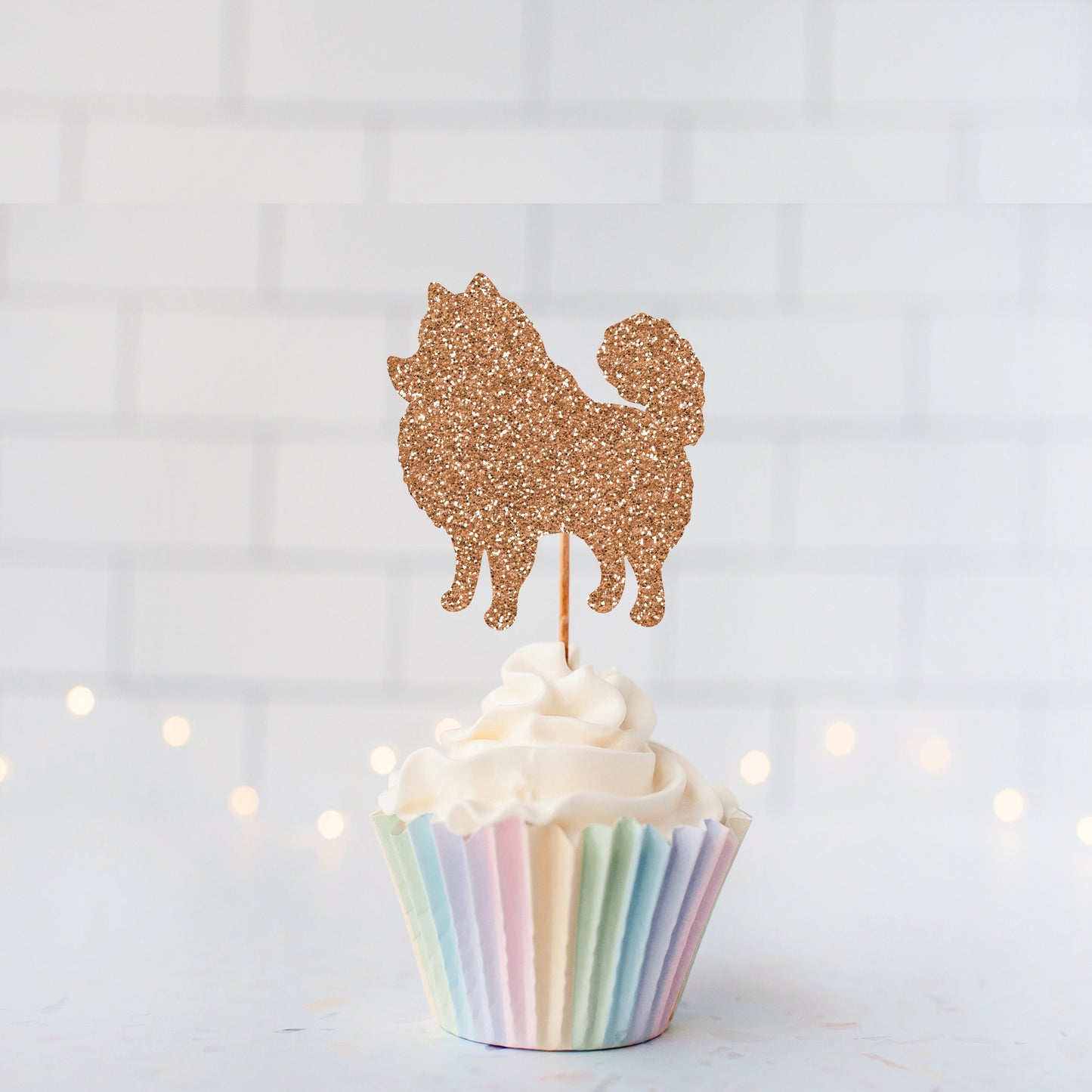 Glitter Pomeranian Cupcake Toppers