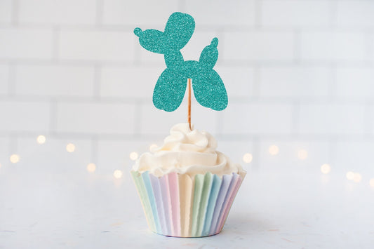 Glitter Balloon Dog Cupcake Toppers