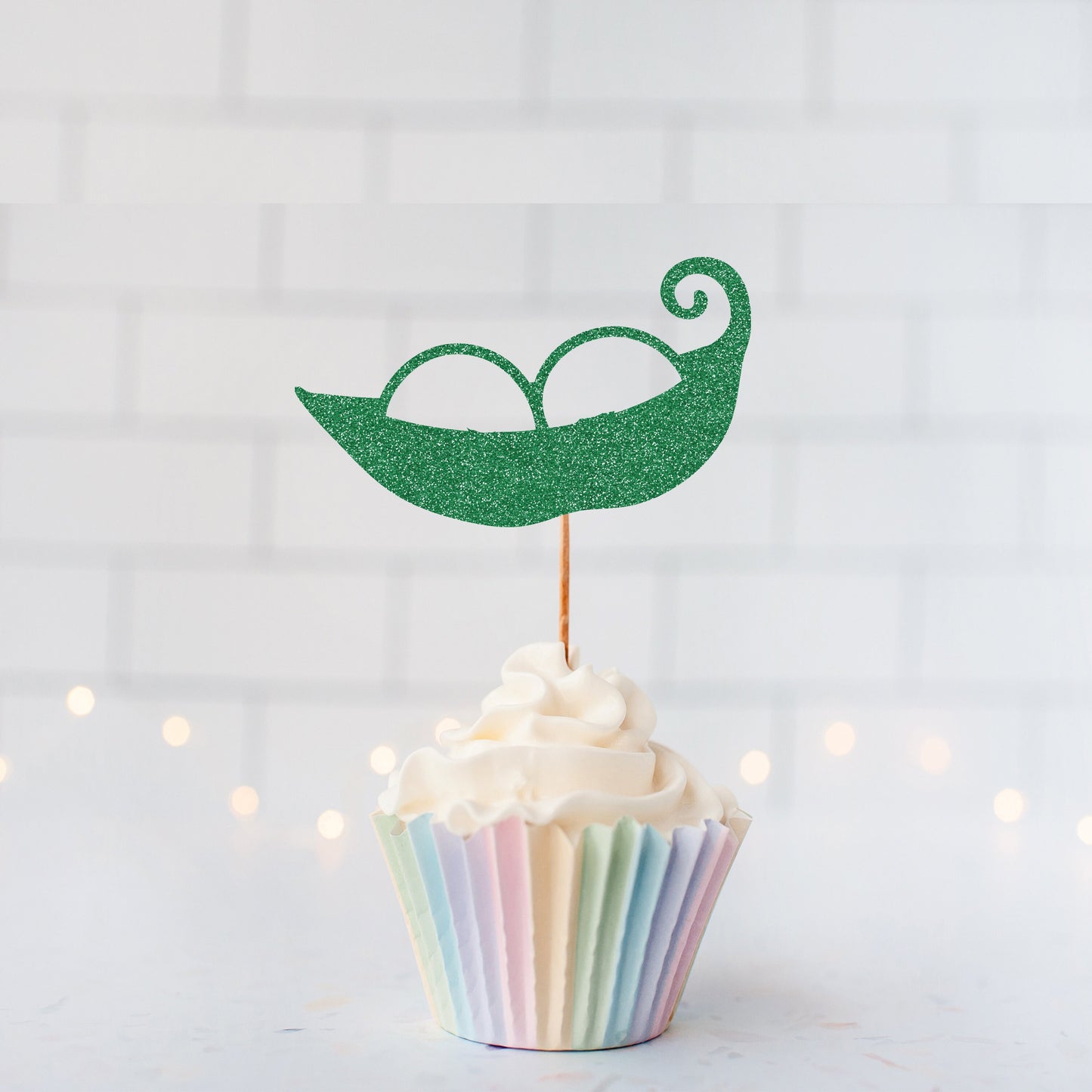 Glitter Peas In A Pod Cupcake Toppers