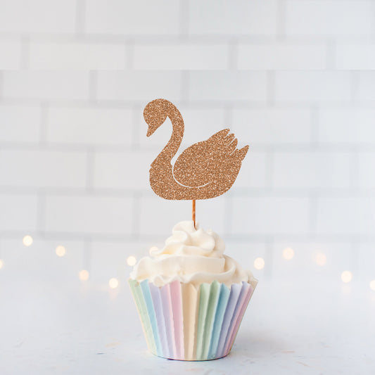 Glitter Swan Cupcake Toppers