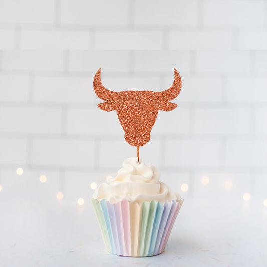 READY TO SHIP Bull Head Cupcake Toppers