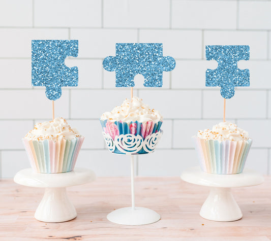 READY TO SHIP Puzzle Cupcake Toppers