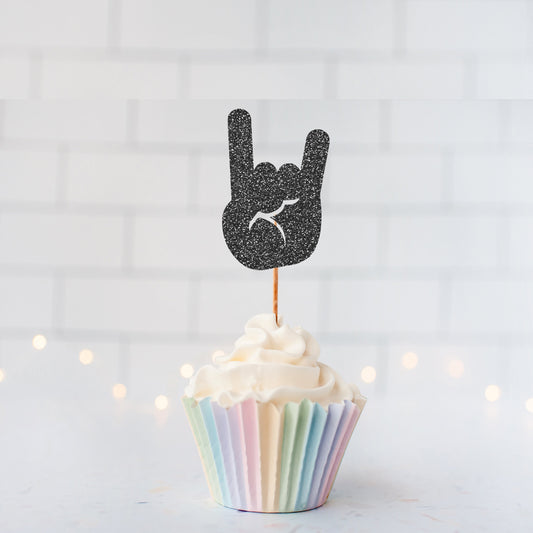 READY TO SHIP Rock Hand Cupcake Toppers