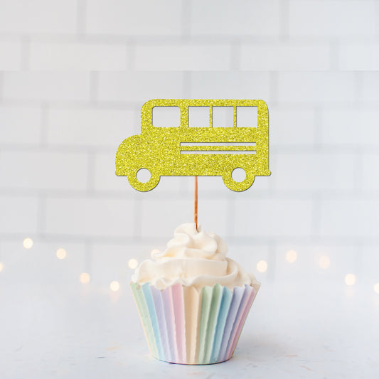READY TO SHIP School Bus Cupcake Toppers