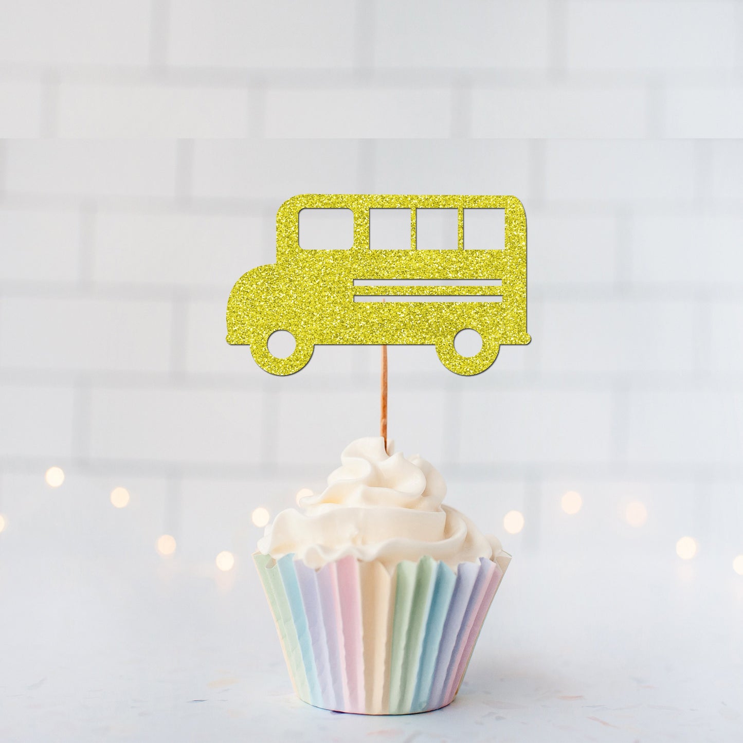 READY TO SHIP School Bus Cupcake Toppers