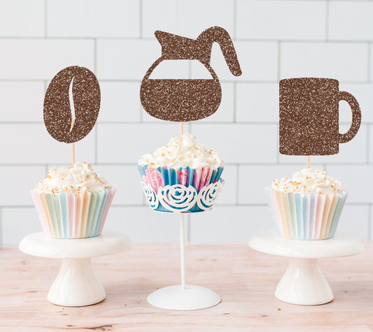 READY TO SHIP Coffee Cupcake Toppers