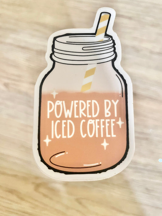 Powered By Iced Coffee Vinyl Sticker