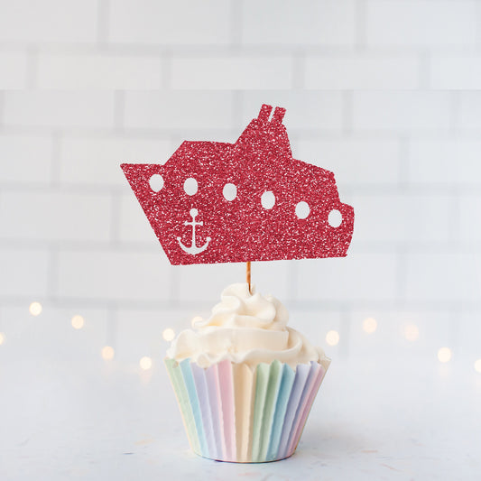 READY TO SHIP Cruise Ship Cupcake Toppers