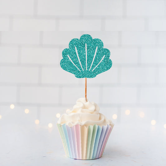 READY TO SHIP Clam Shell Cupcake toppers