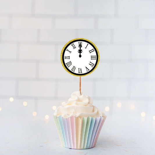 Clock Strikes Midnight Cupcake Toppers - Set of 12