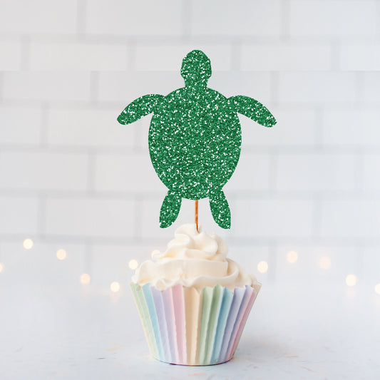 READY TO SHIP Turtle Cupcake Toppers