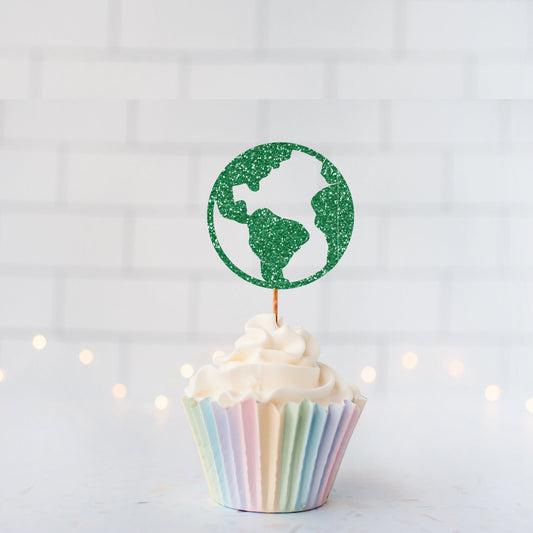 READY TO SHIP Earth Cupcake Toppers