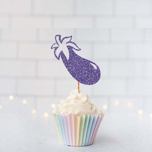 READY TO SHIP Eggplant Cupcake Toppers