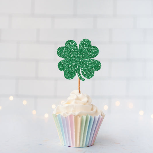 READY TO SHIP Shamrock Cupcake Toppers