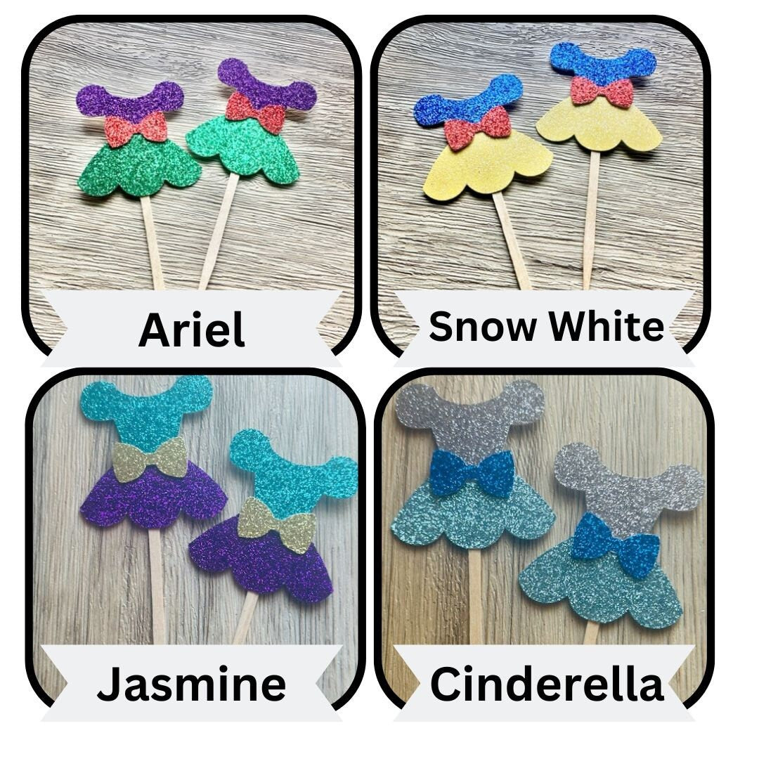 Princess Inspired Dress Cupcake Toppers