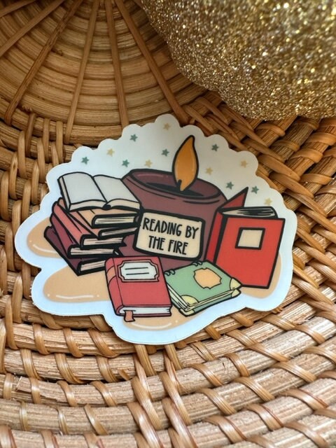 Reading By The Fire Vinyl Sticker