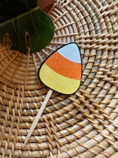 Glitter Candy Corn Cupcake Toppers - 12ct