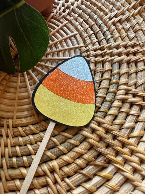 Glitter Candy Corn Cupcake Toppers - 12ct