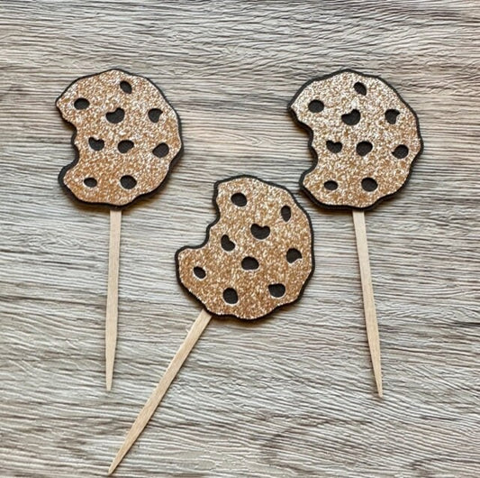 Chocolate Chip Cookie Cupcake Toppers - Set of 12