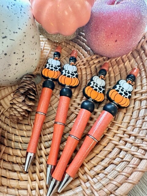 Fall Pumpkin Stack Beaded Pen