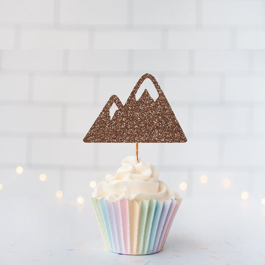 READY TO SHIP Glitter Mountain Cupcake Toppers