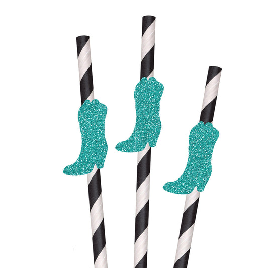 READY TO SHIP Cowgirl Boots Party Straws - Set of 10