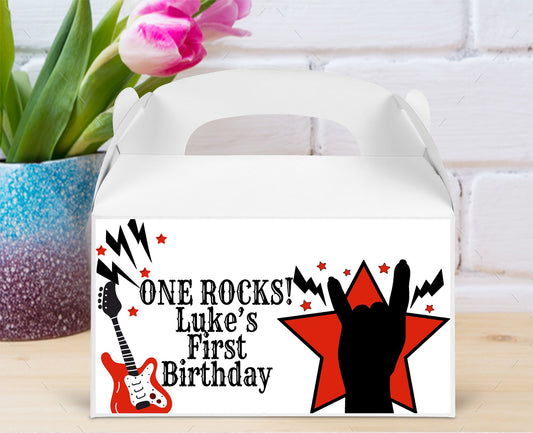 Personalized Rock and Roll Party Boxes - Custom Goodie Box Labels