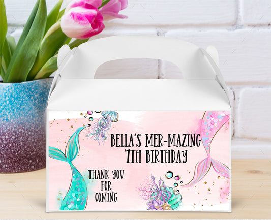 Personalized Mermaid Goodie Boxes - Custom Goodie Box Labels
